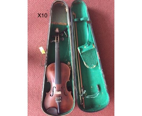 German violin circa 1900 with bow &amp; case 