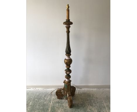 Italian painted &amp; gilt standard lamp