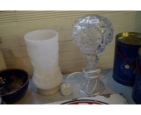 A good quality cut glass mushroom lamp and shade (sold electrically untested) 