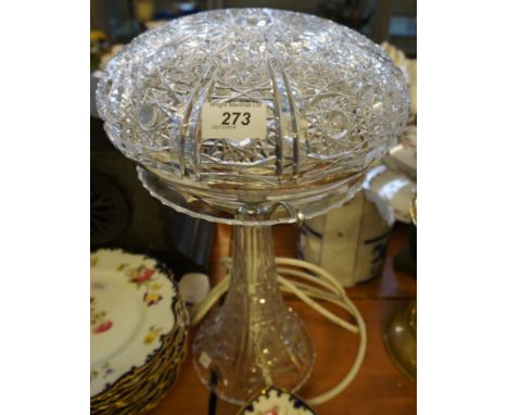 A good quality cut glass mushroom lamp (sold electrically untested)  CONDITION REPORT: No provenance, dimensions 28cm width o