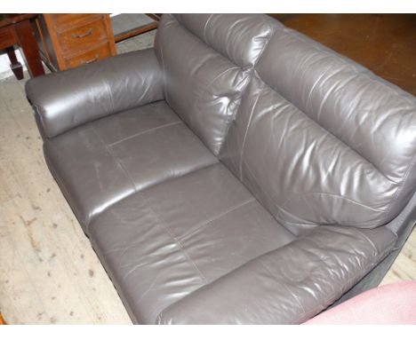 A good quality contemporary brown leather two seater sofa 