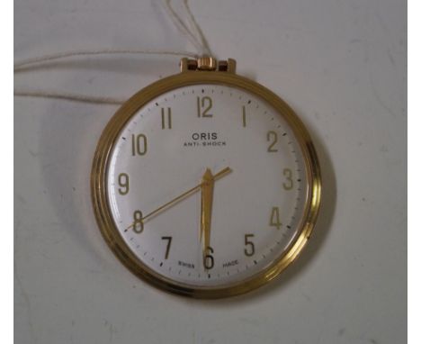 A Swiss gold plated Art Deco design open faced pocket watch by Oris, with 17 jewel movement.