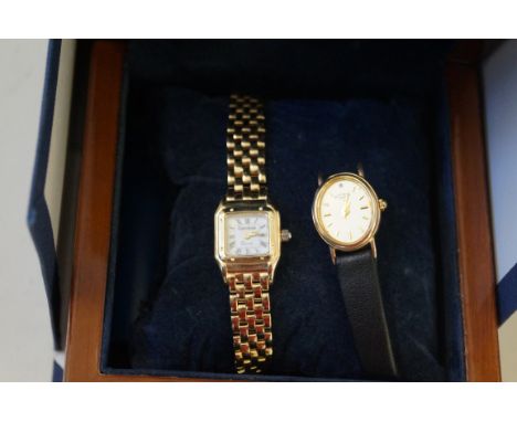 A 9ct yellow gold cased Geneva quartz ladies bracelet watch, total weight including movement and glass approx 23.9gms, togeth