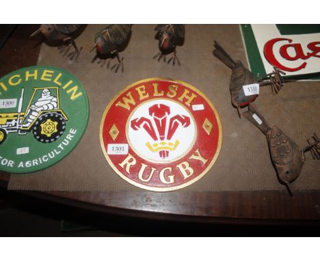 A circular cast iron plaque for Welsh Rugby (90)