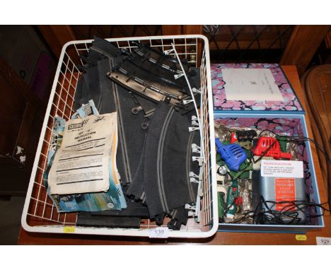 A quantity of Scalextric with various accessories; to include a power unit, sold as a collector's item 