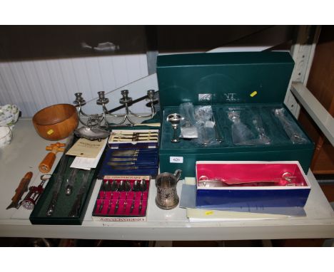 A Sant Andrea canteen of cutlery, unknown if complete, a WMF candle stick, a collection of various silver plated cutlery, cor
