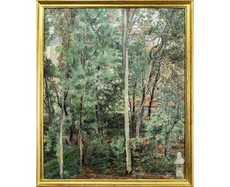 * CLOTILDE PEPLOE (BRITISH 1915 - 1997), LAURELS AND CYPRESSES oil on canvas, signed verso, titled labels versoframed image s