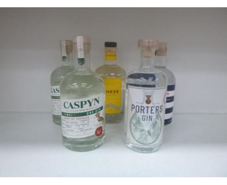 * Five bottles of Gin: a 70cl bottle of Porters Gin 41.5% vol, a 70cl bottle of Tinker Premium Gin 40% vol, 2 x 70cl bottles 