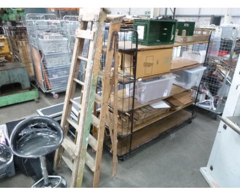 * A large 3 Tier Industrial style Shelf Unit on Castor Wheels to include contents