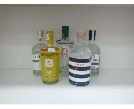 * Five bottles of Gin: a 50cl bottle of PJ Apple Gin 40% vol, a 70cl bottle of Masons Dry Yorkshire Gin Slow Distilled Sloe 4