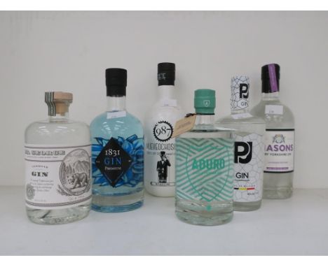 * Six bottles of Gin: a 50cl bottle of Aduro Bell Pepper Gin 40% vol, a 70cl bottle of St George Terroir Gin 45% vol, a 70cl 