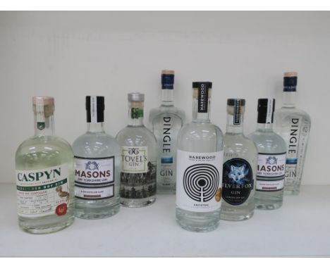* Eight bottles of Gin: 2 x 70cl bottles of Masons Dry Yorkshire Slow Distilled Sloe Gin 42% vol, a 70cl bottle of Caspyn Mid