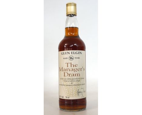 GLEN ELGIN 16YO - MANAGER'S DRAM
A rare bottling of the Glen Elgin 16 year old single malt scotch whisky bottled in 1993 as p