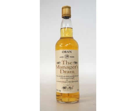 OBAN 19YO - MANAGER'S DRAM
A rare bottling of the Oban 19 year old single malt scotch whisky bottled in  December 1995 as par