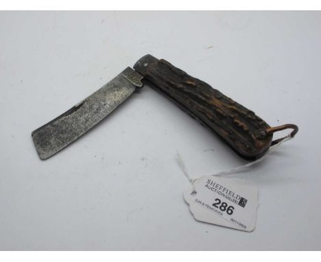 Sailors Knife, Thomas Turner and Co, stag scales, lanyard ring, 12cm.