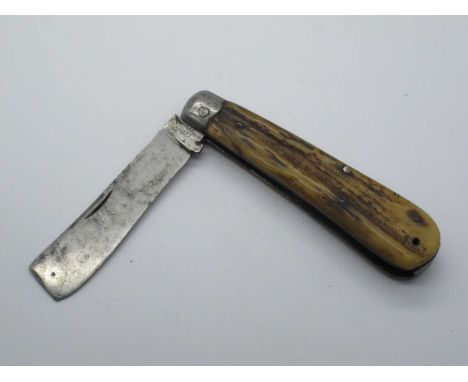 Sailors Knife, Sheffield (name unreadable) stag scales, metal bolster 12cm.