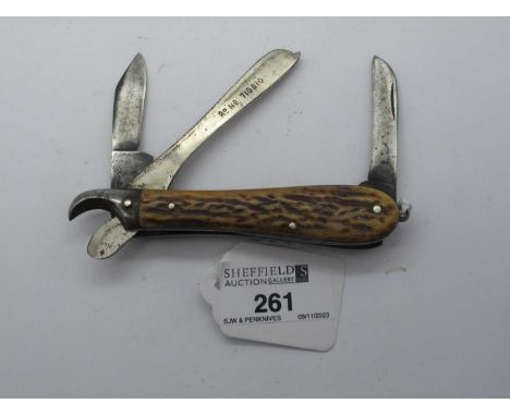 Wade and Butcher, Sheffield, cutters, two blades, stag scales, 11cm.