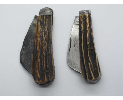 IXL George Wostenholm Pruner, stag scales, 11.5cm, Wheatley Brothers, Sheffield, pruner, stag scales, 10.5cm (2)