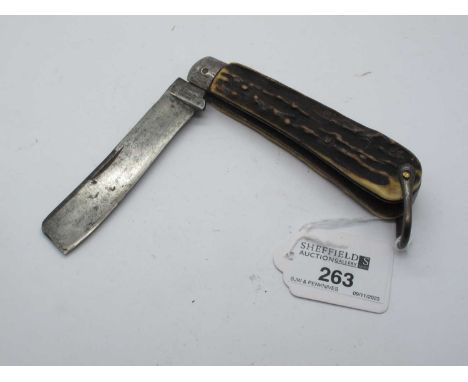 Sailors knife, Thomas Taylor, stag scales, lanyard ring 12cm.