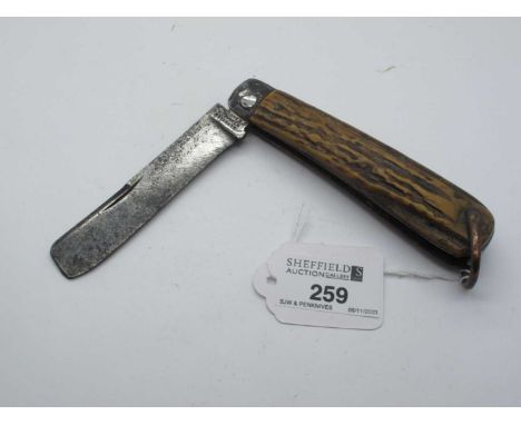 Sailors knife, Harrison brothers and sons, stag scales, lanyard ring, 12cm.