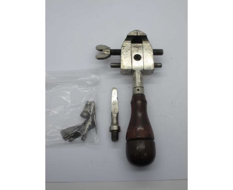 Vintage Millers falls Massachusets multi-tool with various tools housed in a screw-top handle, 17.5cm.