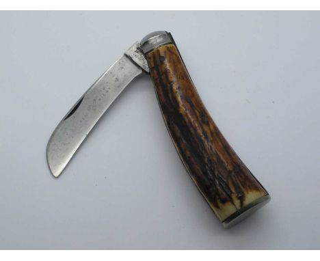Flat Bottom Pruner, W.Gregory, Sheffield (all right), stamped on blade, stag scales, 11.5cm