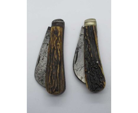 George Wostenholm Single blade, stag scales. Taylors Eye Witness, single blade pruner, 10.5cm, and 11cm (2)