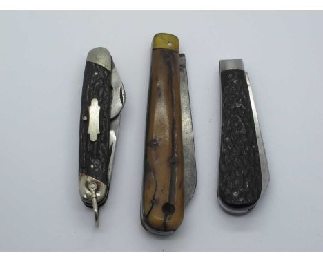 IXL Wostenholm, blade, bottle opener, screwdriver, corkscrews, worked scales, n/s bolsters 9cm, pocket knife, un-named, stag 