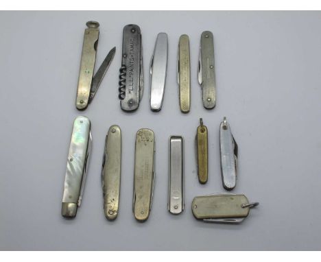 Richards, Sewater Advertising, knife, smokers knife, Davenport, Sheffield, John Watts fruit knife, mother of pearl, scales, p