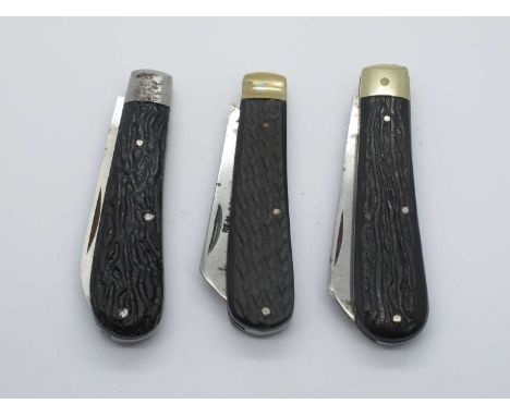 Pocket knives, J.H. Swift, lamb foot scales, single blade, brass bolster 8.5cm - Taylors eye Witness, single blade 9cm - A. W