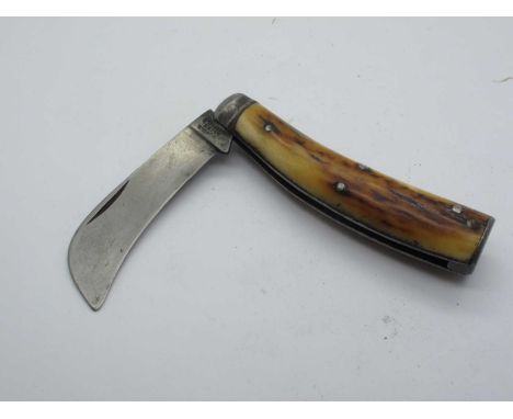 Nowill &amp; Sons, flat bottom pruner, stag scales, click on opening and closing.