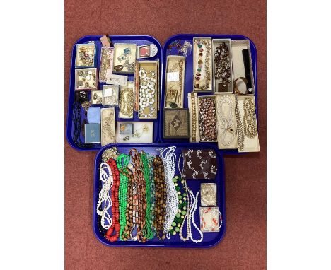 A Collection of Assorted Vintage and Later Costume Jewellery, including assorted bead necklaces, earrings, Victorian black be