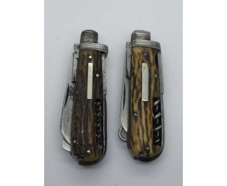 Horseman Knife, Lockwood Brothers, stag scales, one blade broken, 9.5cm, J. Brown &amp; Co Sheffield, horseman knife one blad