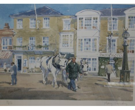 MARY GUNDRY, SIGNED IN PENCIL TO MARGIN, PAIR OF LIMITED EDITION (21 & 38/250) COLOURED PRINTS, TOGETHER WITH JOHN WESTERN SI