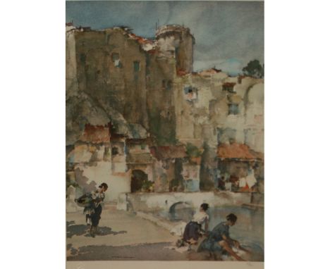 AFTER SIR WILLIAM RUSSELL FLINT, LIMITED EDITION (105/850), COLOURED PRINT, Ladies by the Wall, 19 =  x 14   