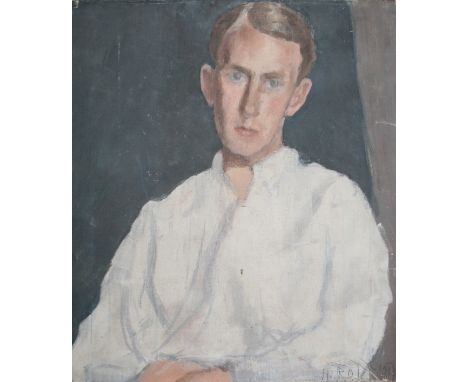 H TROTT, SIGNED AND DATED 1917, LOWER RIGHT, OIL ON CANVAS, Half Length Portrait of a Man, 18  x 16  UNFRAMED