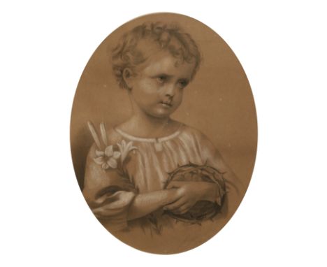 ROBERT T BONE, SIGNED AND DATED 1821 LOWER RIGHT, CHARCOAL DRAWING, Portrait of a Young Child, 18  x 13  oval