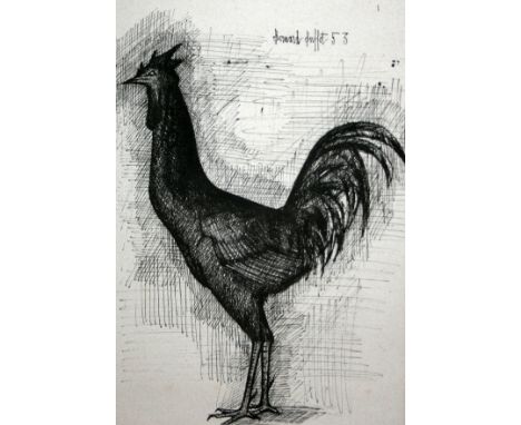 AFTER BERNARD BUFFET, BLACK AND WHITE PRINT, A Cockerel, 16  x 10 