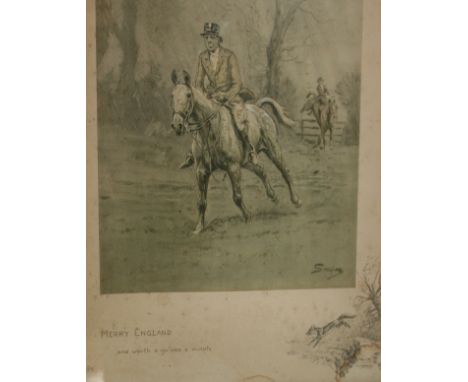 CHARLES JOHNSON PAYNE,  SNAFFLES , SIGNED IN PENCIL TO LOWER MARGIN, TWO COLOURED PRINTS WITH BLIND STAMP,  Merry England  an