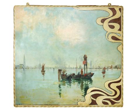 San Marco basin with boats and sails, early 20th century (art nouveau period) 115X120 cm. Oil on canvas