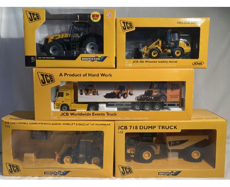 JCB: A collection of assorted JCB models by Britains and Joal. To include: 718 Dump Truck, 406 Loading Shovel, 7230 Tractor, 