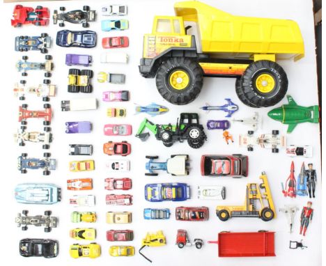 Diecast: A collection of assorted unboxed vehicles, vintage and modern, including Tonka, Corgi, Matchbox and others. Varying 