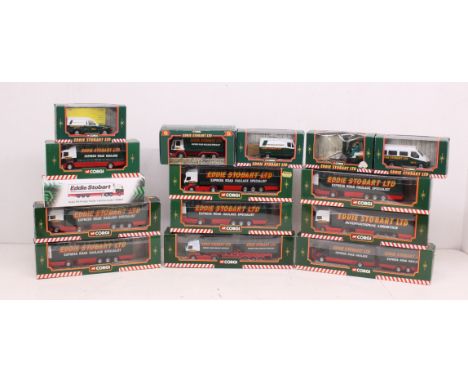 Corgi: A collection of fourteen boxed Corgi Eddie Stobart vehicles; together with a boxed Atlas Eddie Stobart. Original boxes