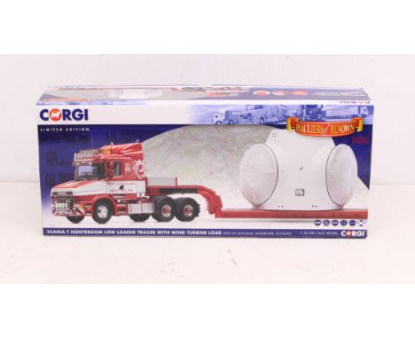 Corgi: A boxed Corgi: Hauliers of Renown, Scale 1:50 vehicle. Scania T Nooteboom Low Loader Trailer with Wind Turbine Load. R