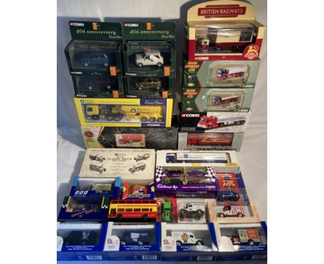 Diecast: A collection of assorted diecast vehicles to include: Corgi Eddie Stobart, Royal Mail, 40th Anniversary Minis, Lledo