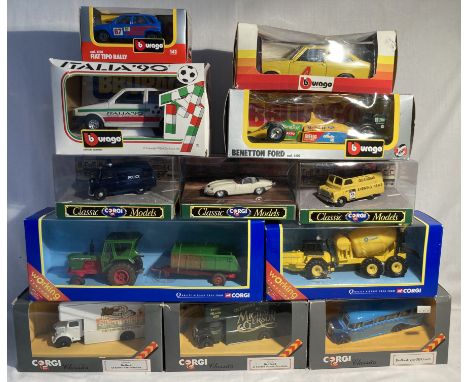Diecast: A collection of assorted diecast vehicles to include: Corgi Classic and Burago models. Includes Burago Fiat Uno Ital