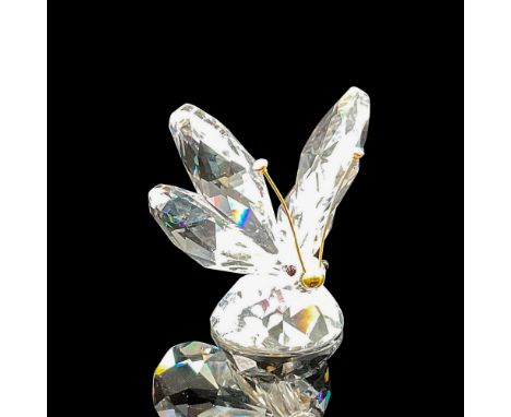 Beautiful, elegant figural is part of the Summer Meadow series. Designed with wings up, jet crystal eyes, gold toned nose and