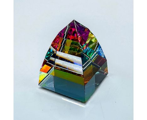 Multifaceted crystal prism with black felt base. Item number is 7452NR060000. Item color is CAL Z. Swarovski etched backstamp