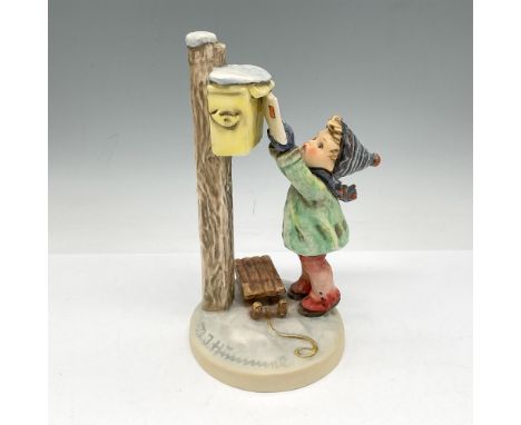 Hand painted figural in light gloss, colored in green, red, yellow. Hummel impressed mark and Goebel backstamp. 340. Issued: 