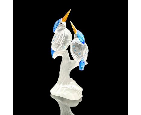 This Swarovski Crystal Malachite Kingfisher birds gurine includes two clear crystal birds with topaz beaks and sapphire accen